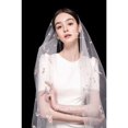 thumbnail image 2 of OLOEY-vestidos de novia de manga corta con cuello redondo, vestido de novia de satén elástico, longitud hasta el suelo, con velo de tul, 2 of 5