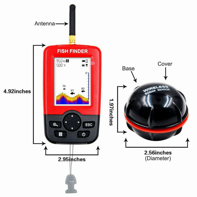 Walbest Portable Lake Sea Fishing Smart Fish Finder, Depth Alarm Wireless  Sonar Sensor, Fishing Device Fishfinder 
