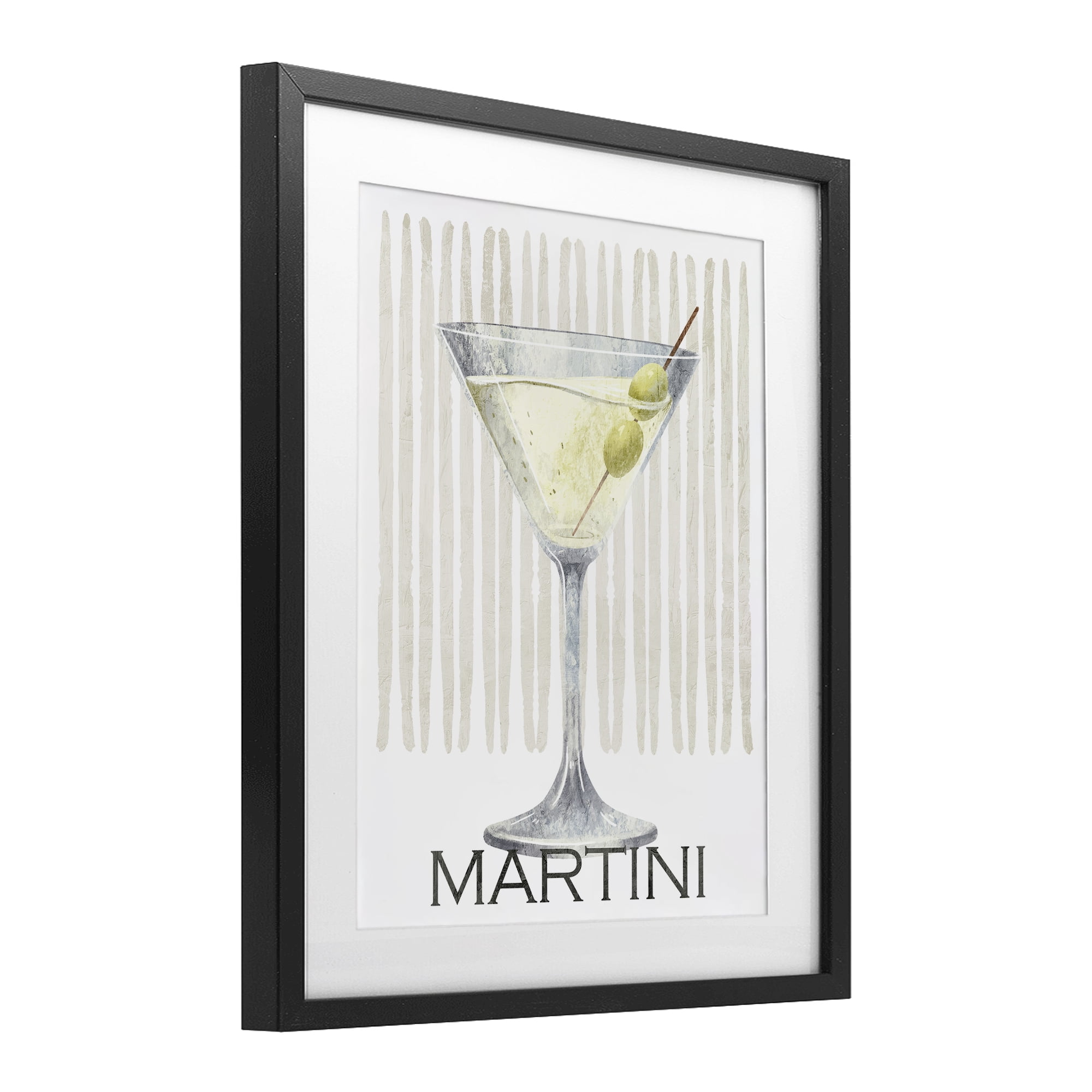 Stupell Industries Subtle Martini Drink Black Framed Print Under Glass, design by Kim Allen