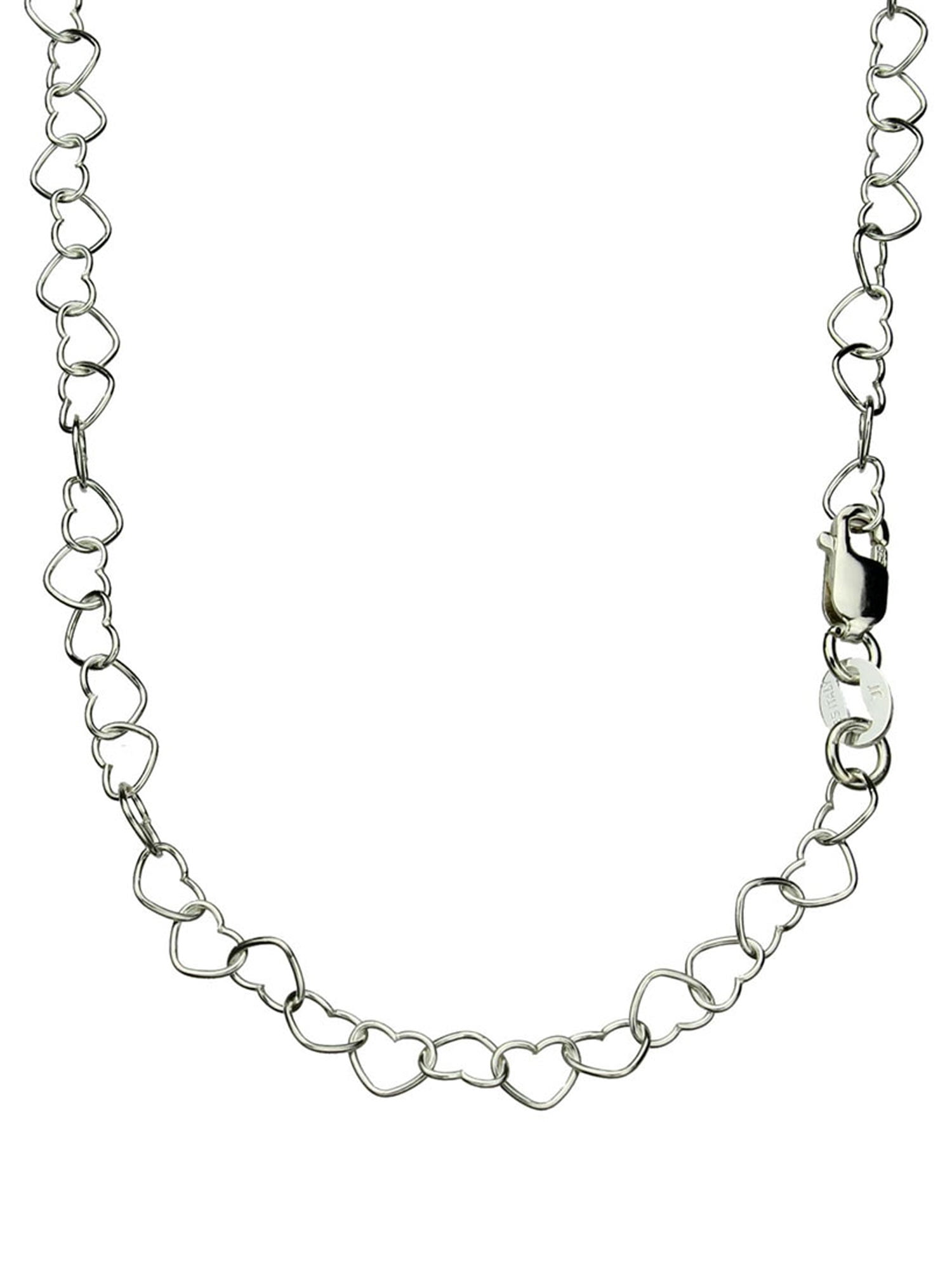 Real .925 Sterling Silver Heart link Chain/Necklace in Different lengths 