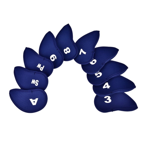 De Neopreno Duradero Golf Iron Club Cue Head Protect Cover Con Número De Letra (Azul) 10 Piezas Vogacara OD004262-00