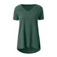 thumbnail image 5 of CHOK Hauts pour Femmes T-Shirts à Manches Courtes pour Femmes Liquidation Couleur Unie Grande Taille Tendance Été Coupe Décontractée T-Shirts Chemises Décontractées Col Rond Chemises Fluides Blouses Hauts Noir G, 5 of 5