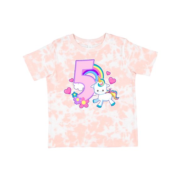 Inktastic I Am Five Years Old with Unicorn and Hearts Girls Toddler T-Shirt
