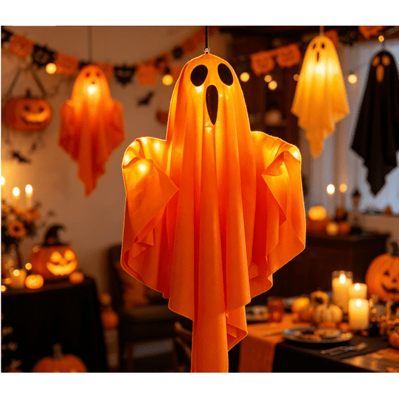 Halloween Light Up Ghost Decorations, Battery Operated Flying Hanging Ghosts Glowing Led Lights, Floating Swinging Yard Garden Porch Outdoor Indoor Decor