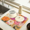 thumbnail image 2 of Yayeee Drying Mat for Kitchen Counter Dishes Microfiber Coffee Decorative Pad, Abstract Floral, 2 of 9