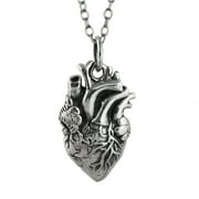 FASHIONJUNKIE4LIFE Sterling Silver Lifelike Anatomical Heart Pendant Necklace 18" Chain