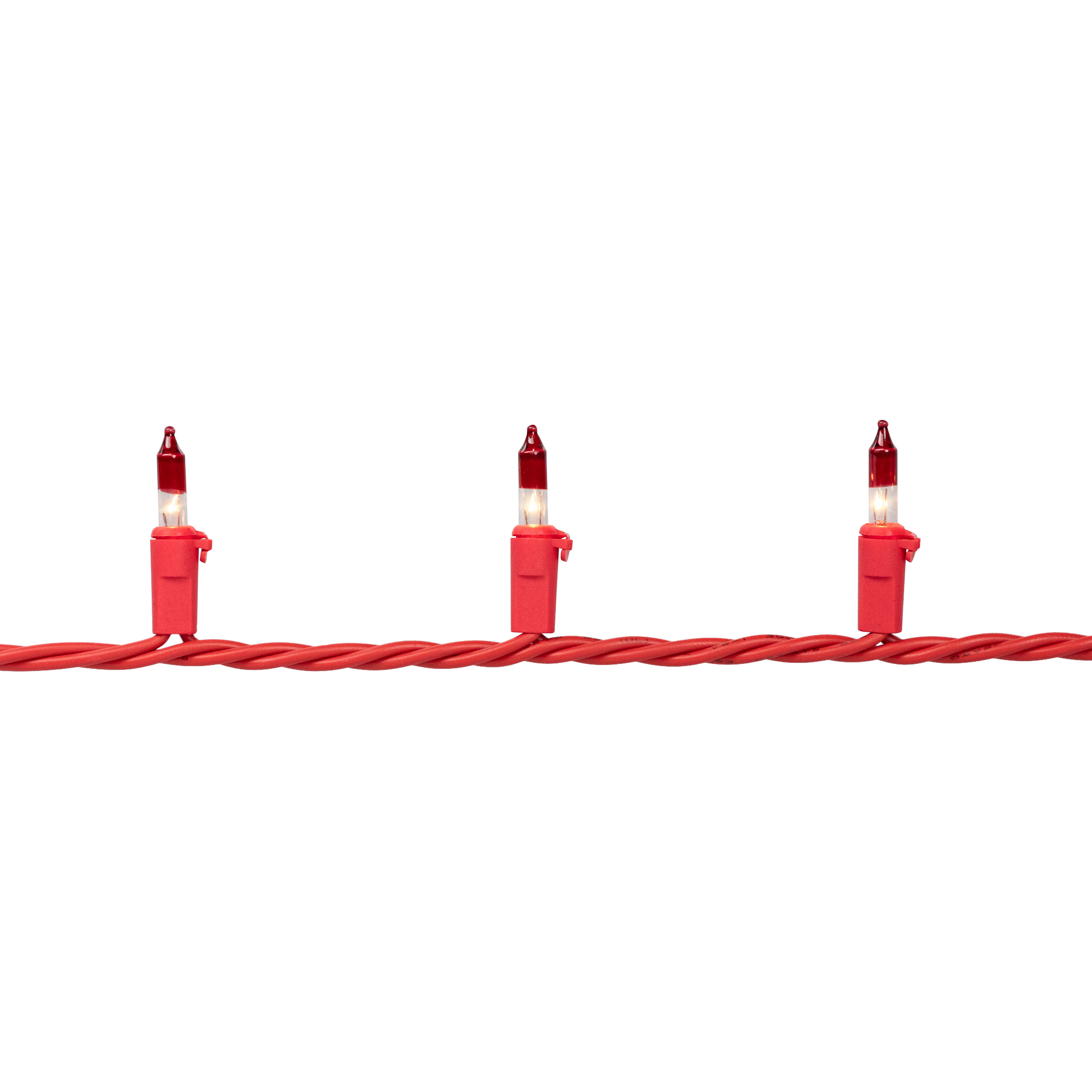 Northlight Mini Christmas Light Set- Clear with Red Tips - 10' Red Wire - 50ct