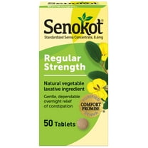 Senokot Regular Strength Tablets Natural Vegetable Laxative Ingredient, 50 Count