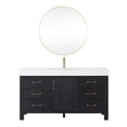 thumbnail image 2 of Leon 60" Single Bathroom Vanity in Fir Wood Black w/Lightning White top&Mirror, 2 of 17