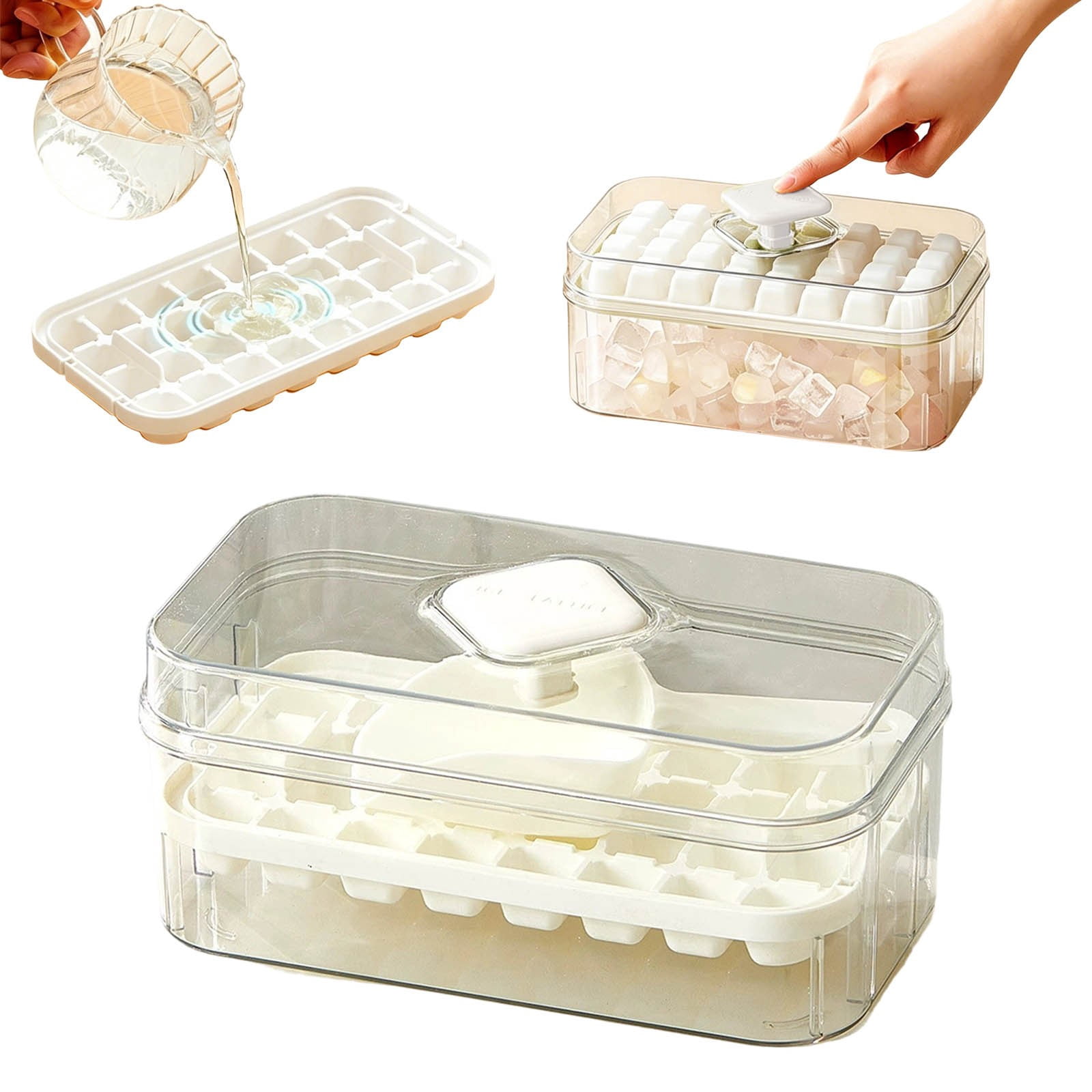 Button With Lid 28 Cavity Silicone Tray Storage And Easy Release Freezer For Home Kitchen Party Small Babies for Ice Cubes Ice Sphere Ice Tray Shapes Big round Silicone Tray Baby Food Food Lots Cubes