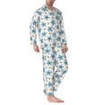 thumbnail image 2 of Fuzoiu Flower Leaves Print Men's Long-Sleeved Pajama,Lounge Button Down Nightwear,Mens Notch Collar Pajama Set -Small, 2 of 7