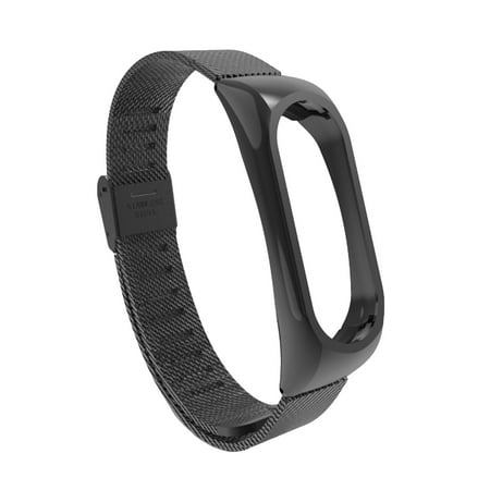 Stainless Steel Metal Wristband Strap for Xiaomi Mi Band 2 Watch (Black)