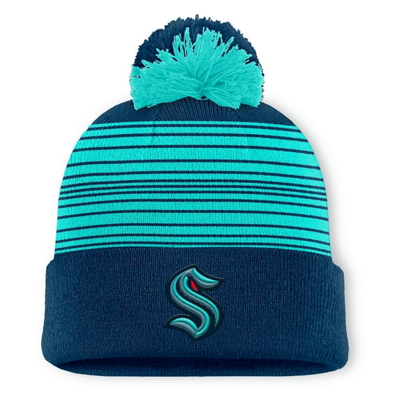 Men's Fanatics  Deep Sea Blue Seattle Kraken Fundamental Spirit Cuffed Pom Knit Hat