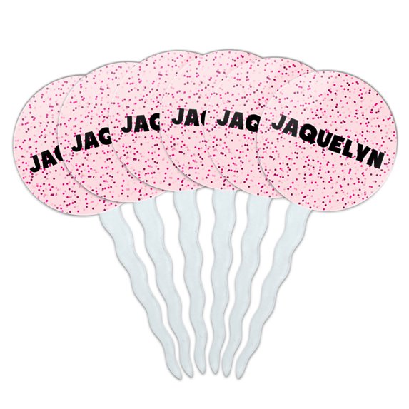 Jaquelyn Cupcake Picks Toppers - Set of 6 - Pink Speckles