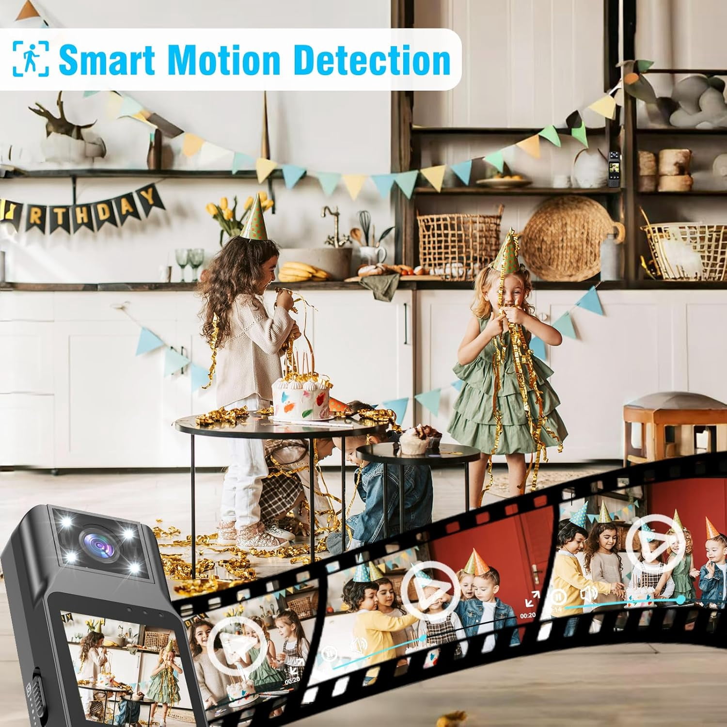 Body Camera with Audio and Video Recording 1080P Bodycam Handheld Video Recorder with 1.3" Screen, 180° Rotating Lens, 6h Battery, 4 Fill Lights, Motion Detection for Personal Civilians Travel