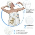 thumbnail image 6 of Colevkie Women's 2 Pieces Bath Wrap Towel and Hair Drying Cap Set Adjustable Quick Drying Beach Towel Shower Cap Bath Skirt for Bathroom Spa Sauna Printed Cartoon Toys Pattern, 6 of 8