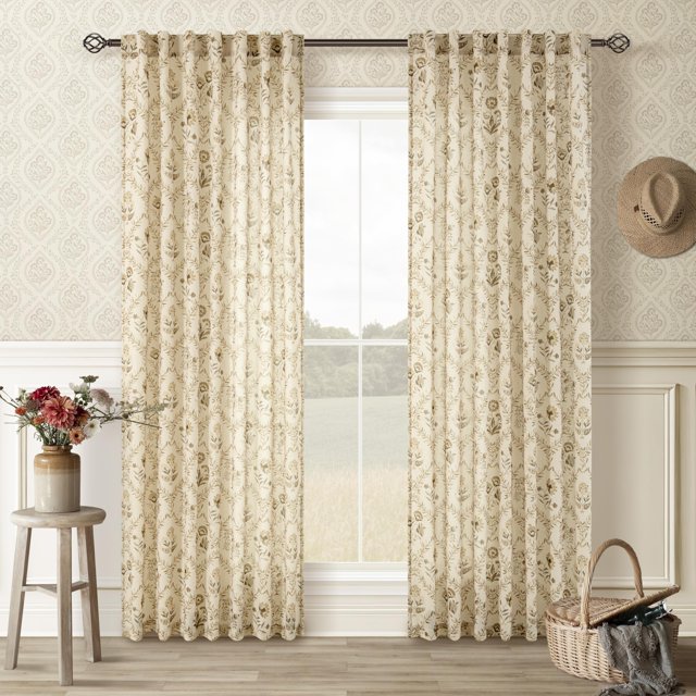 Cortinas TWOPANELS Farmhouse Floral Linen, 214 cm de longitud, 2 paneles