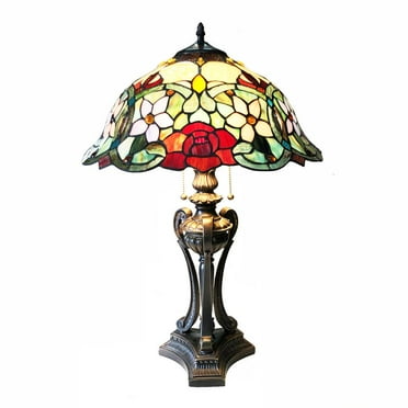 CHLOE Piper Tiffany-Style Floral Stained Glass Table Lamp 26" Height
