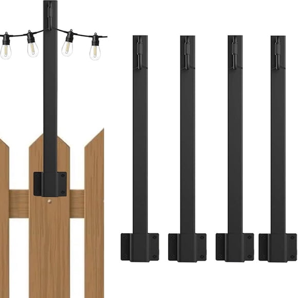 Bgsha 4PCS String Hanging Light Poles With Clip Holder Hooks For Light Outdoor Courtyard Garden Post Fence Lighting Bracket