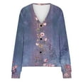 thumbnail image 5 of nerohusy Women's Cute Embroidery Daisy Floral Knit Cardigan Open Front Button Up Y2K Artistic Aesthetic Sweater Outwear 2025 Blue,M, 5 of 5
