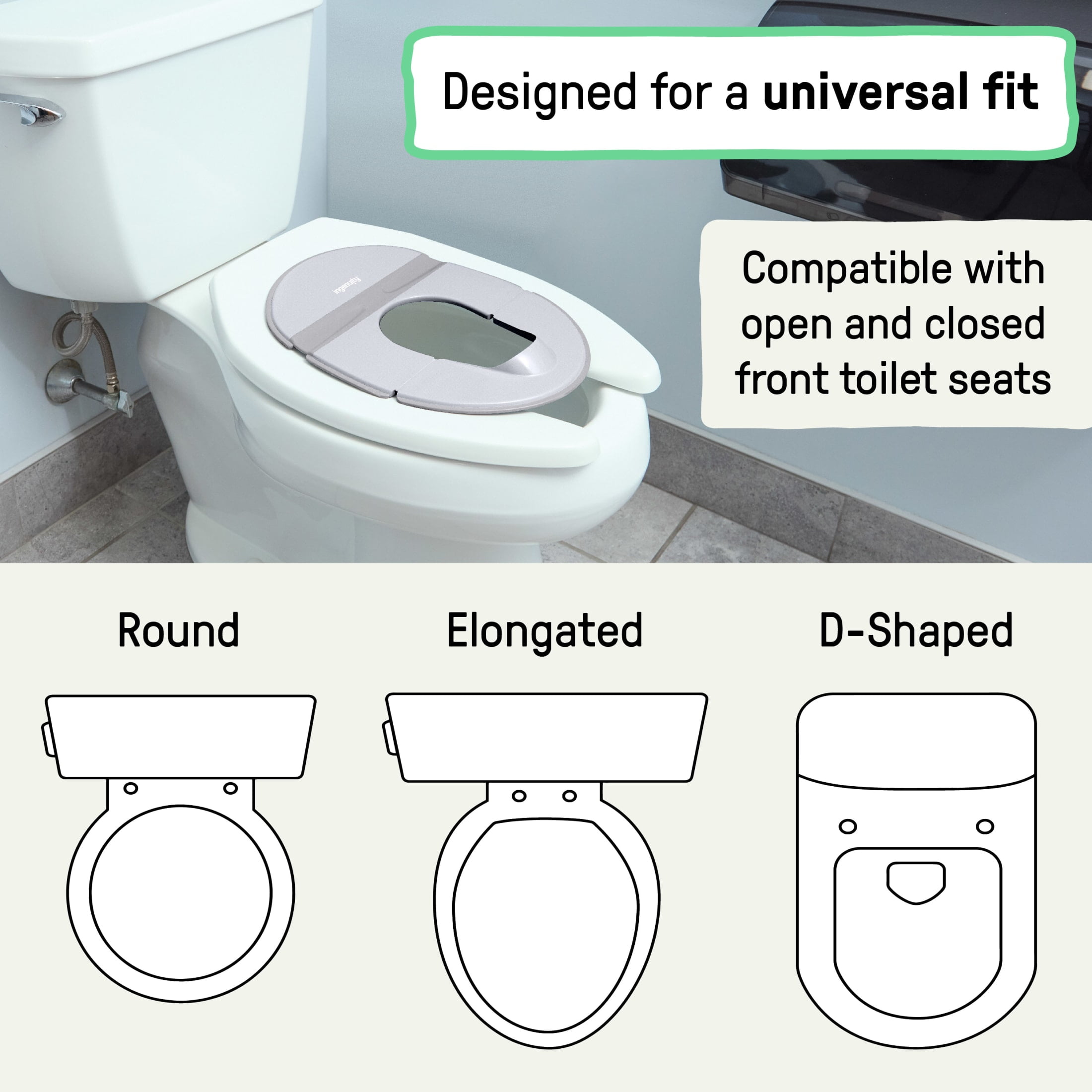 Ingenuity Foldaway Travel Baby Potty Seat, Fits Standard Toilets, Water-resistant Travel Bag Included, 18M+