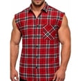 thumbnail image 5 of Men'S Plaid Lapel Sleeveless Shirt Vest, Sleeveless Button Up Vest With Pockets, Summer Casual Wear, 5 of 9