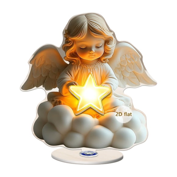 Centerpieces de San Valentín para Mesas 2D Eternos Querubin con Corazón Y Estrella Decoración Acrílica Rotatoria Centerpiece de Mesa de San Valentín Caprichoso