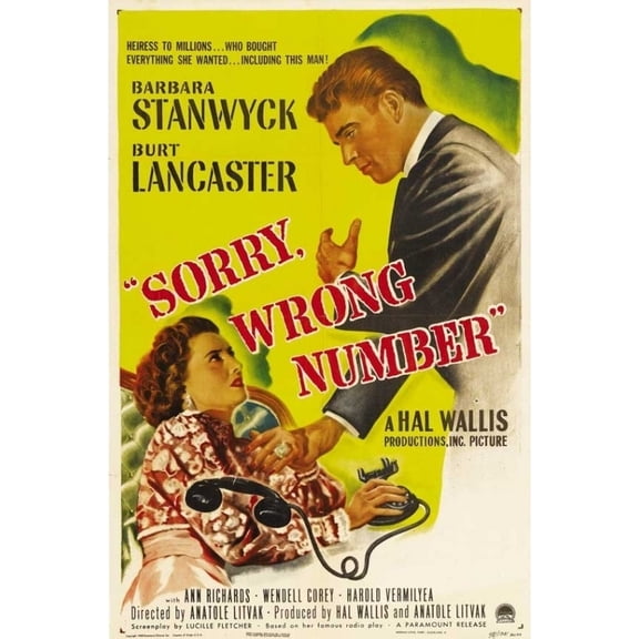 Posterazzi MOVCB48260 Sorry Wrong Number Movie Poster - 27 x 40 in.