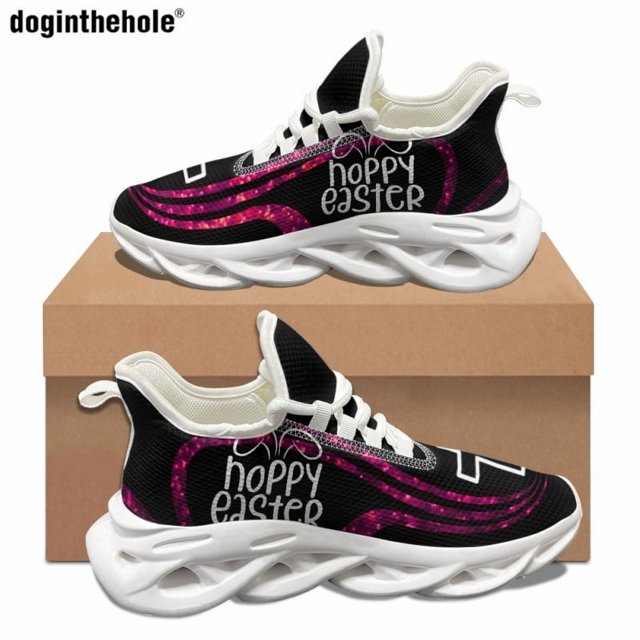 Zapatos planos Doginthehole talla 48 para mujer, diseño de cruz de Pascua, informales, para correr al aire libre, antideslizantes, con cordones