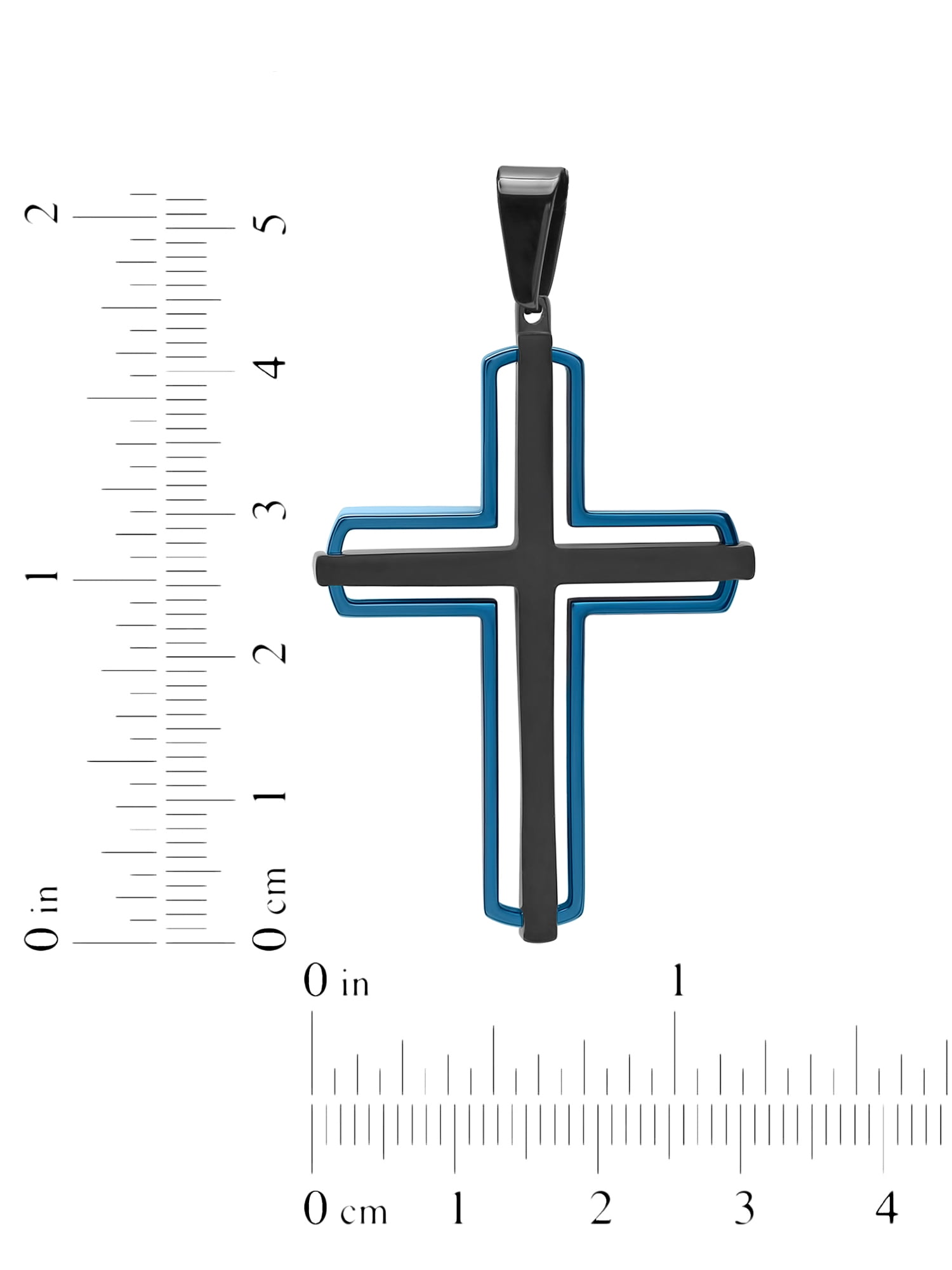 black and blue stainless steel cross