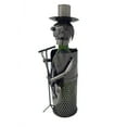 thumbnail image 4 of Wine Bottle Holder Wine Rack in Metal Featuring a Guitar Player Singing Musician Themed in Silver, 4 of 5