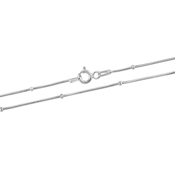 Minimalist Satellite 18-inch Snake Beaded 1mm Chain Sterling Silver Necklace