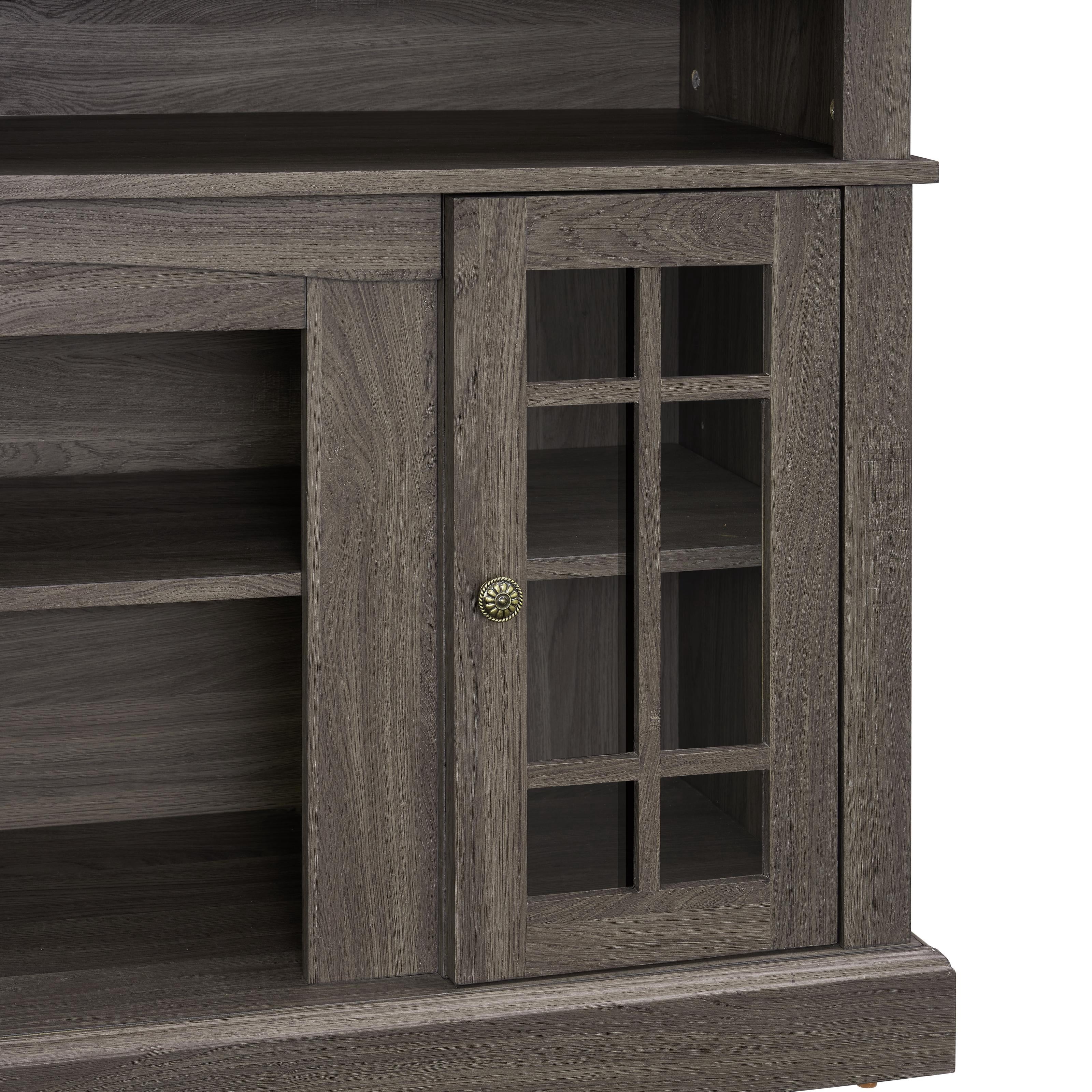 PAPROOS TV Stand for 65 Inch TV, Farmhouse Entertainment Center with 2 Doors & Adjustable Shelves, TV Console Table Media Console Cabinet for Living Room, Dark Gray