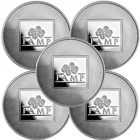 Lot of 5 - Pamp 1 oz .999 Fine Silver Logo Round
