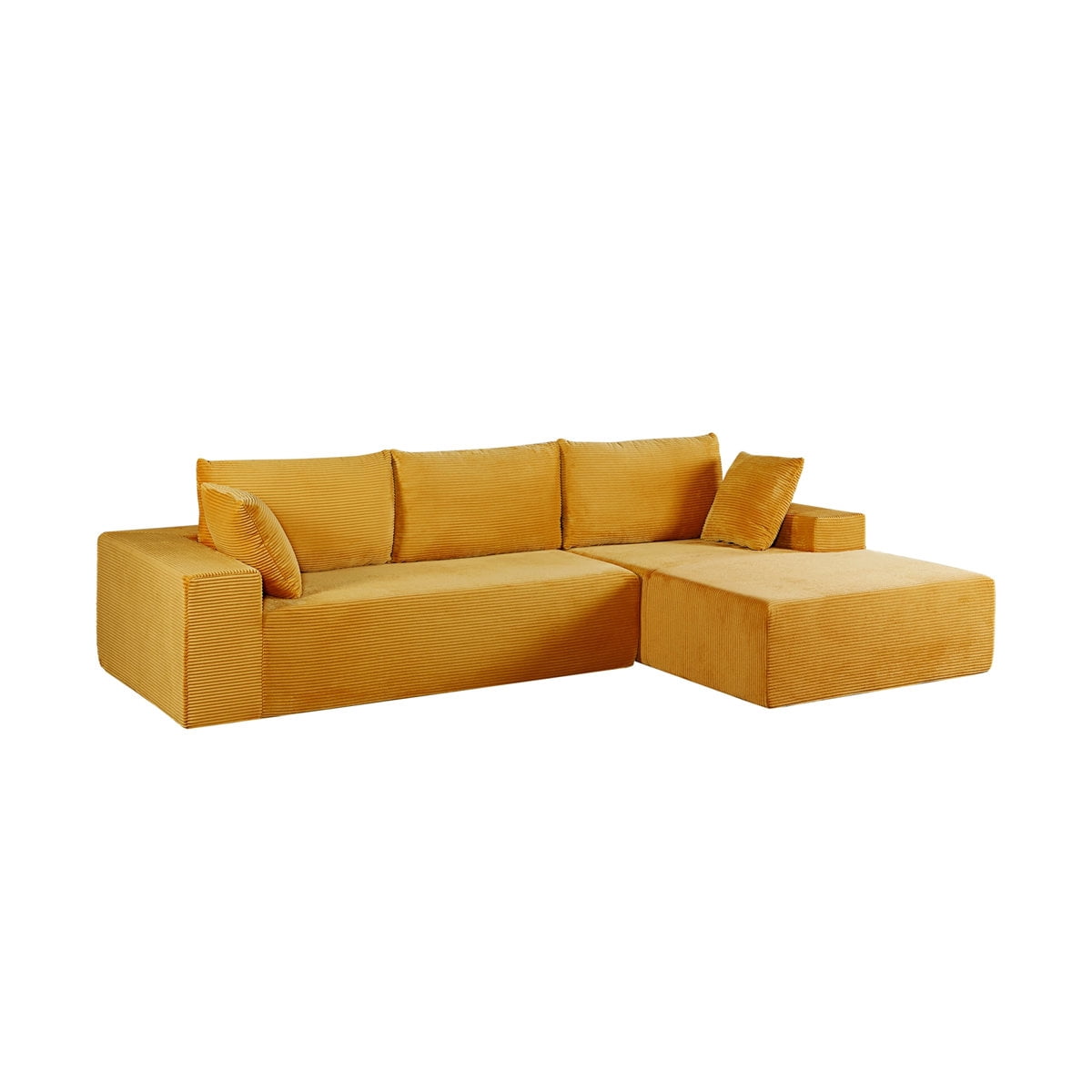 US Pride Compression sectional sofa in soft corduroy right hand facing