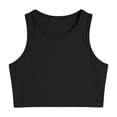 thumbnail image 3 of FASHOFT Toddler Girl Shirts Sporty Solid Color Cropped Sleeveless Top Elastic Comfy Summer Outdoor Leisure Daily Casual Youth Wear Toddler Girl Summer Tops Black 3-6 Years, 3 of 5