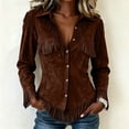 thumbnail image 3 of Boho Jackets for Women Long Sleeve Western Fringe Shacket Suede Barn Jackets, M, 3 of 5