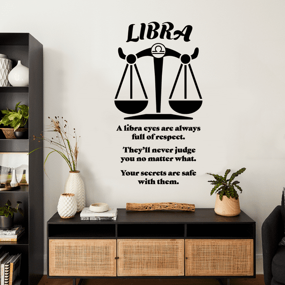 Libra Horoscope Libra Air Sign They WIll Never Judge You No Matter What Astronomy Zodiac Bedroom Wall Decal Art Sticker Wall Design Kids Adults Room Bedroom Wall Decoration Size (40x24 inch)