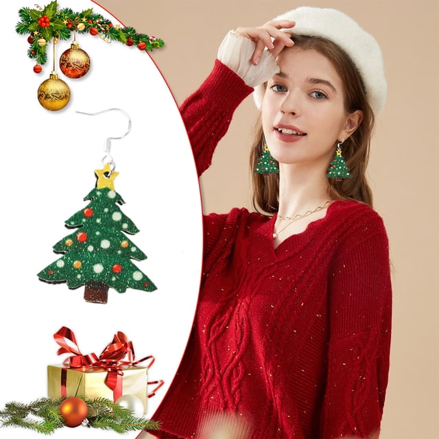 RKSTN christmas deals Christmas Earrings Santa Claus Sparkling Pendant Earrings Funny Silvered Plated Earrings Christmas Gift