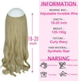 thumbnail image 5 of SHCKE 20 Inch 150g Secret Hair Extensions Curly Invisible Hair Extensions with Transparent Adjustable Wire Removable Secure Clips Synthetic Hairpieces for Women Sandy Blonde Mix Bleach Blonde, 5 of 5