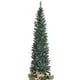 thumbnail image 4 of Costway Árbol de Navidad artificial delgado de PVC nevado sin iluminación de 180 cm con piñas, 4 of 4