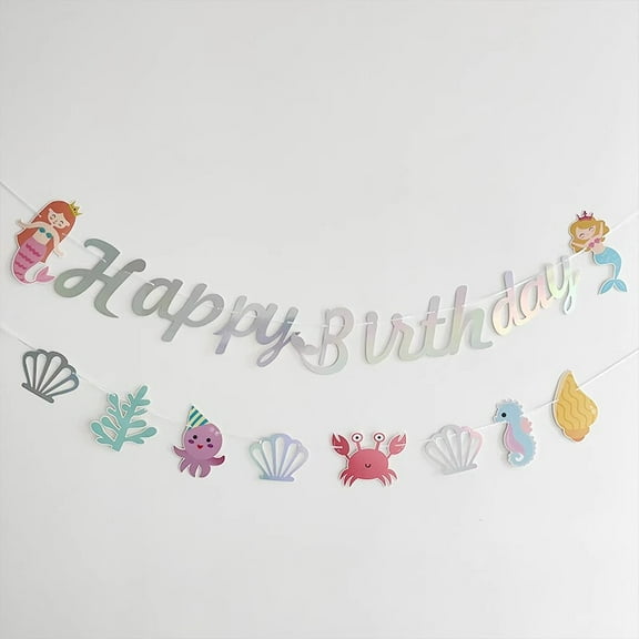 Mermaid Birthday Banner Children's Birthday Party Decoration Flags Garland Background Decoration String Flags