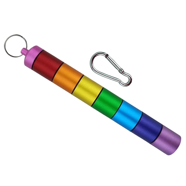 Pill Case Keychain 7 Compartments Mini Small Aluminium Alloy Pill Organizer Pill