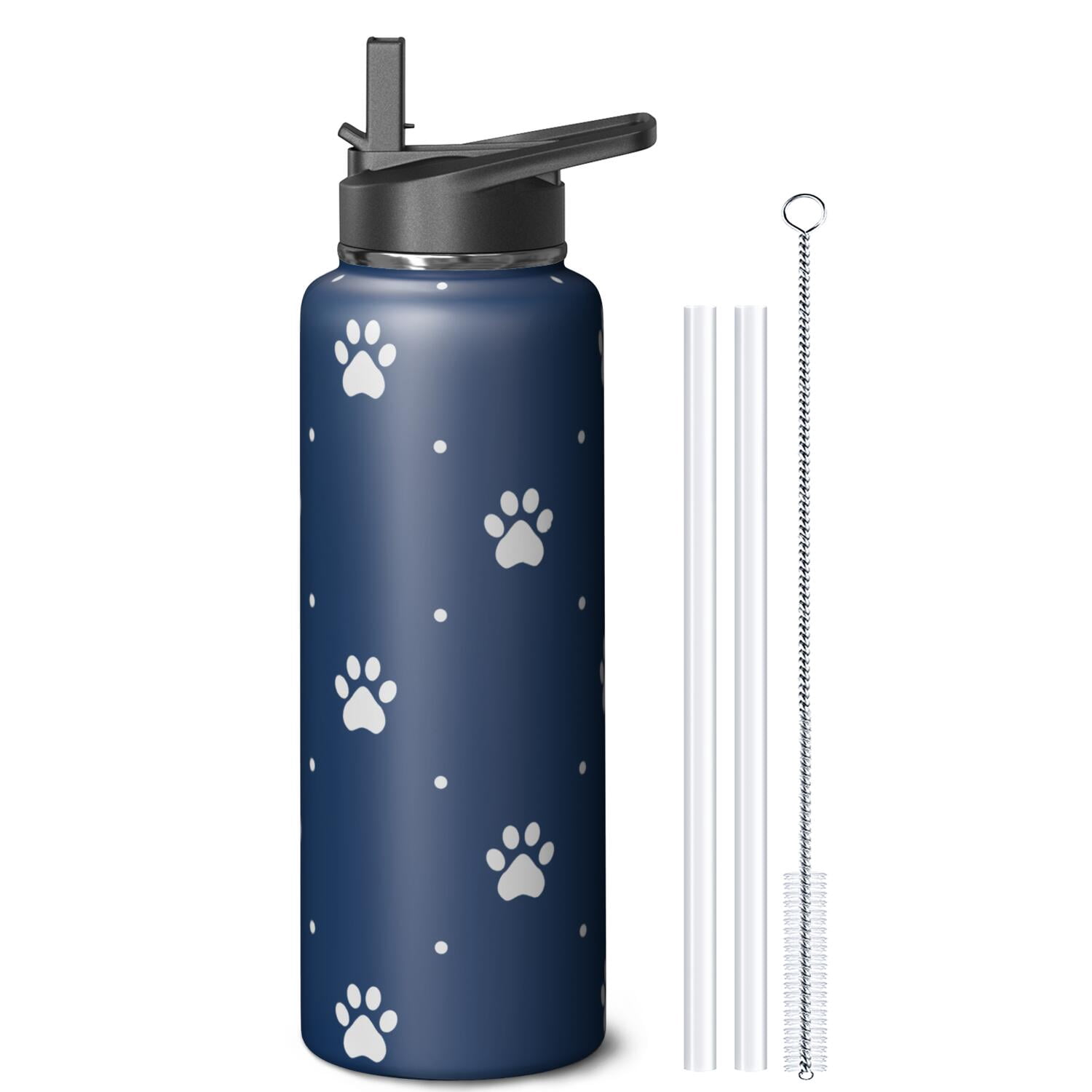 Funny Canine Pattern Stainless Steel Water Bottle - Double Walled Insulation with 360° Seal Ring & Wide Mouth Design (BPA/Odor Free for Sports & Travel)