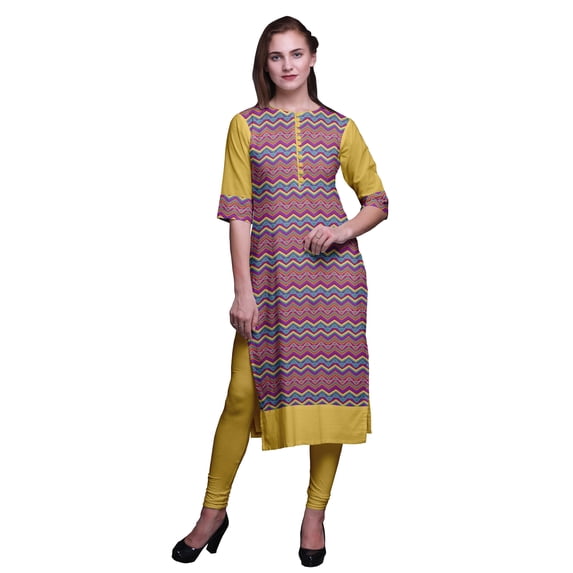 Bimba Women Straight Kurta Printed Indian Top Ethnic Kurti