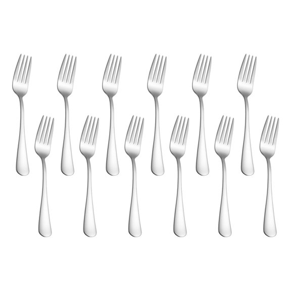 HELLONE 12 Pcs Stainless Steel Dinner Forks Set, Silver
