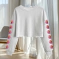 thumbnail image 4 of Camisetas de Manga Larga de las Mujeres Moda Impresa Suelta Casual Cuello Redondo Suéter Deportivo Top Se Ajusta Fiel Al Tamaño, 4 of 5