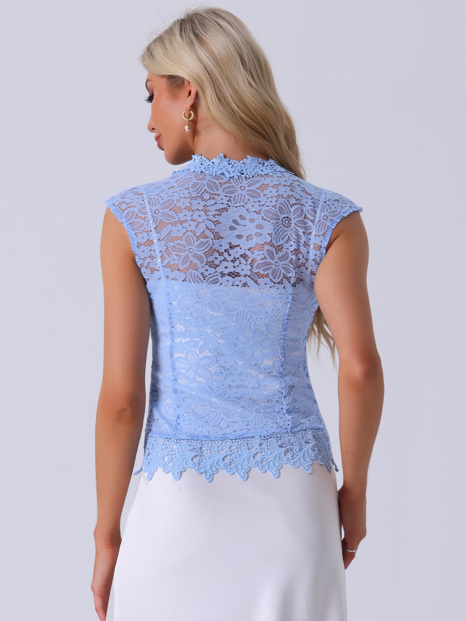 DARING DIVA Women's Lace Cap Sleeves Cardigan Floral Shrug S Sky Blue