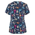 thumbnail image 2 of Puntoco Womens Clearance Scrub Tops Short Sleeve V-Neck Working Uniform Cartoon Print Blouse Dark Blue, 2 of 3