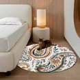 thumbnail image 2 of Round Area Rug 3.3 Ft, Paisley Flower Washable Non-Slip Circle Carpet for Living Room/Bedroom, Spring Watercolor Floral Leaf Plant Low-Profile Small Kitchen Mats Collection Rugs for Indoor, 2 of 8